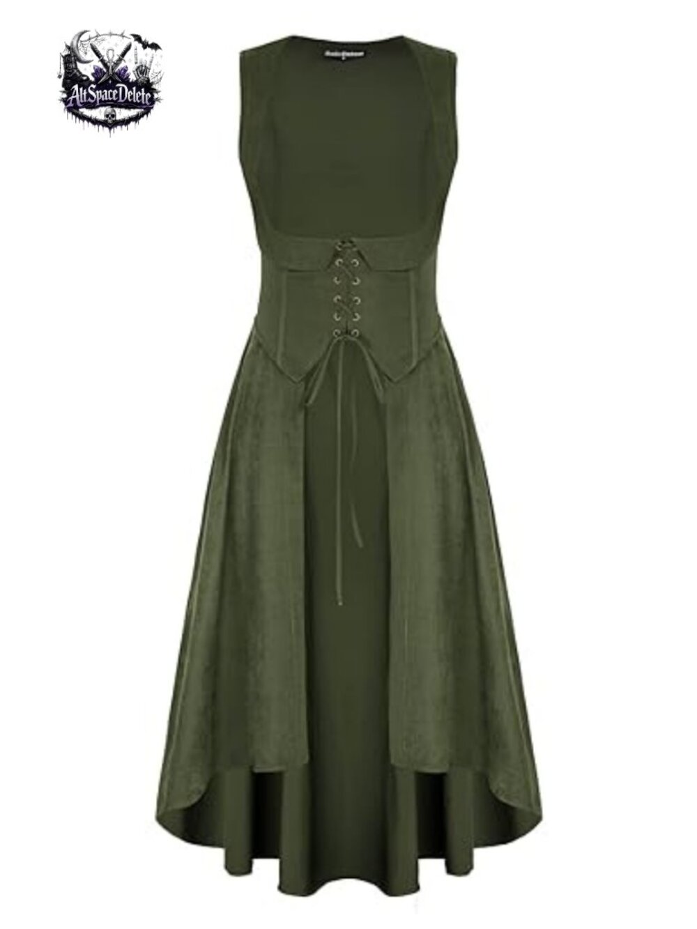 Renaissance Underbust High Low Dress Lace-Up Peasant Costume